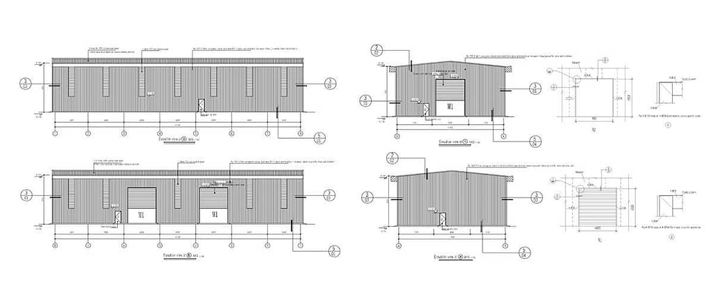 Dessin de conception d'un entrepôt à structure métallique australien