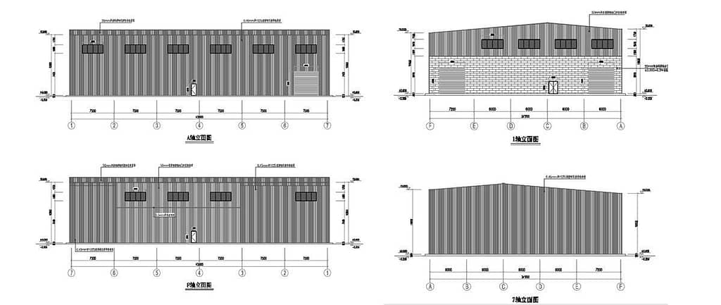 Dibujo de diseño de una planta de estructuras de acero en Canadá