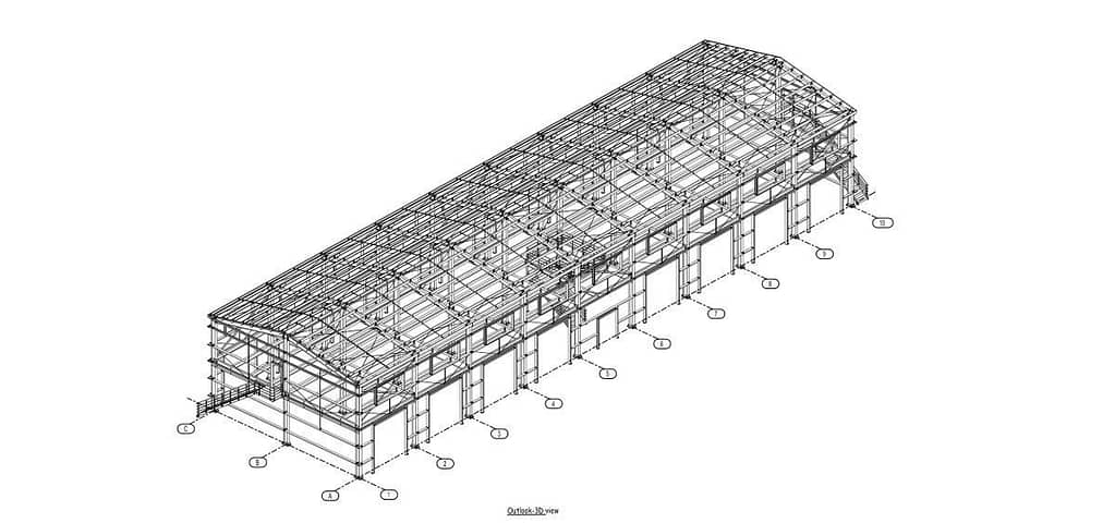 Чертеж конструкции голландского стального складского здания